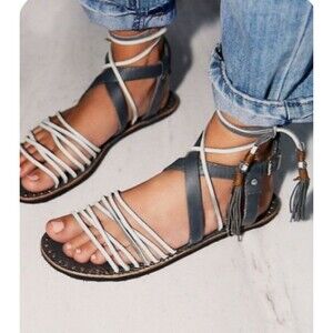Free People Womens Boho Flat Late Willow Wrap Gladiator Sandals 8.5 EU 39 Hippy
